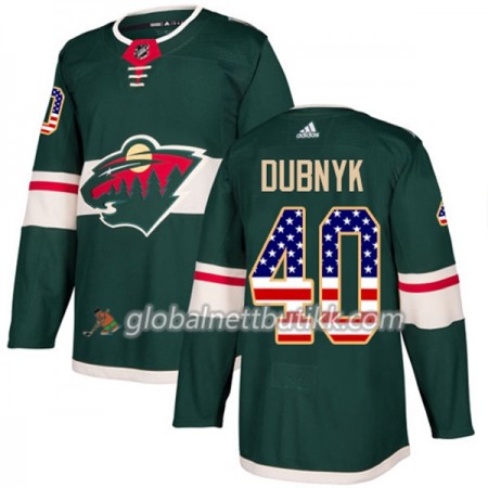 Minnesota Wild Hockeydrakt Devan Dubnyk 40 2017-2018 USA Flag Fashion Grønn Adidas Authentic - Herre